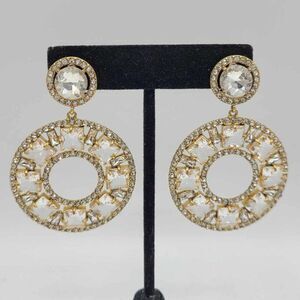 J Crew Clear Crystal Round Drop Earrings NWOT!